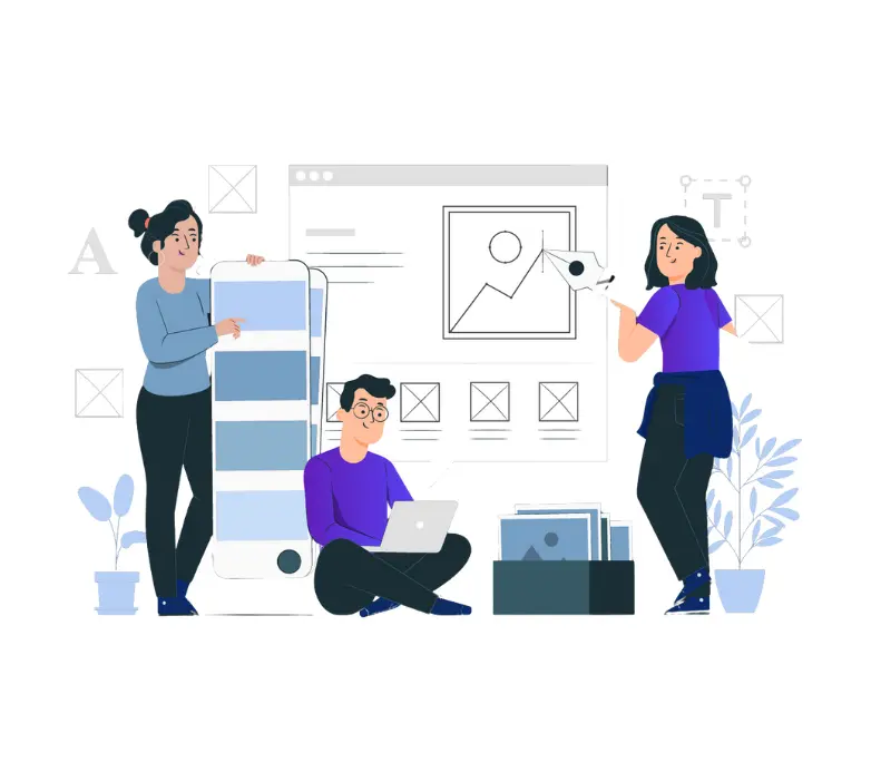 Illustration of wireframing and structural layout process for UX design on Mazin Digital's Experience Design page