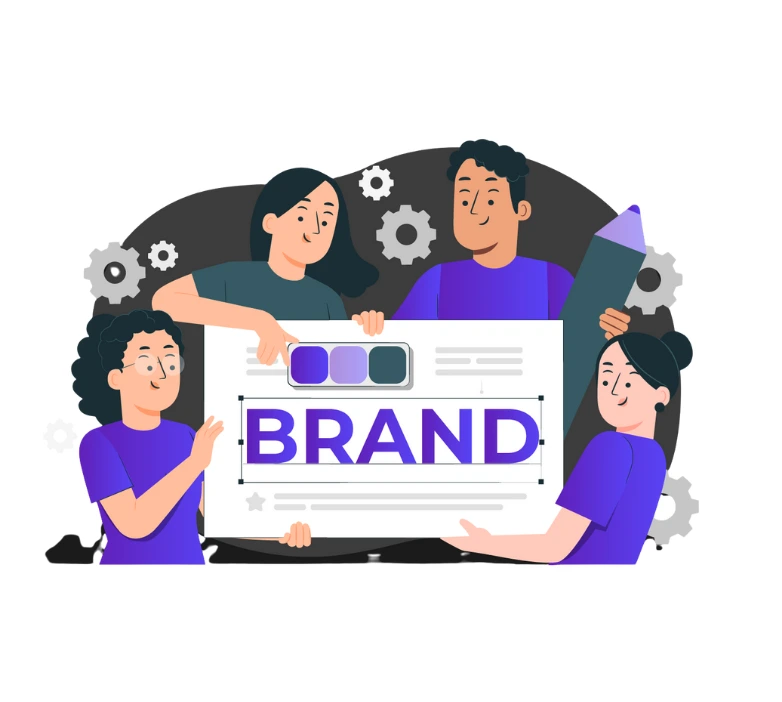 Graphic highlighting key features of branding and identity services offered by Mazin Digital on the Branding & Identity page