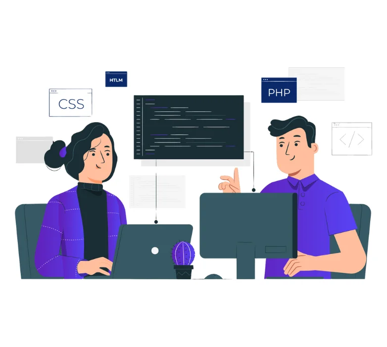 Illustration of design and prototyping process for website development featured on Mazin Digital's Web Development page.