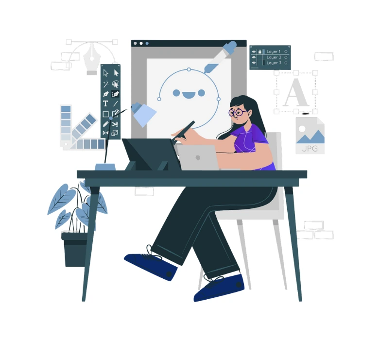 Graphic showing visual design and prototyping process for user experience projects on Mazin Digital's Experience Design page