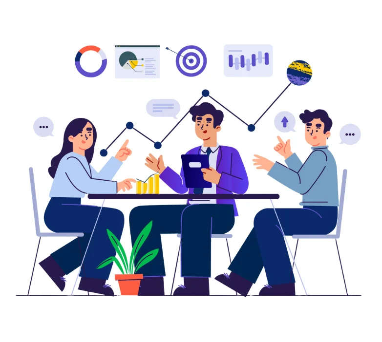 Illustration representing brand discovery and insight process on Mazin Digital's Branding & Identity page