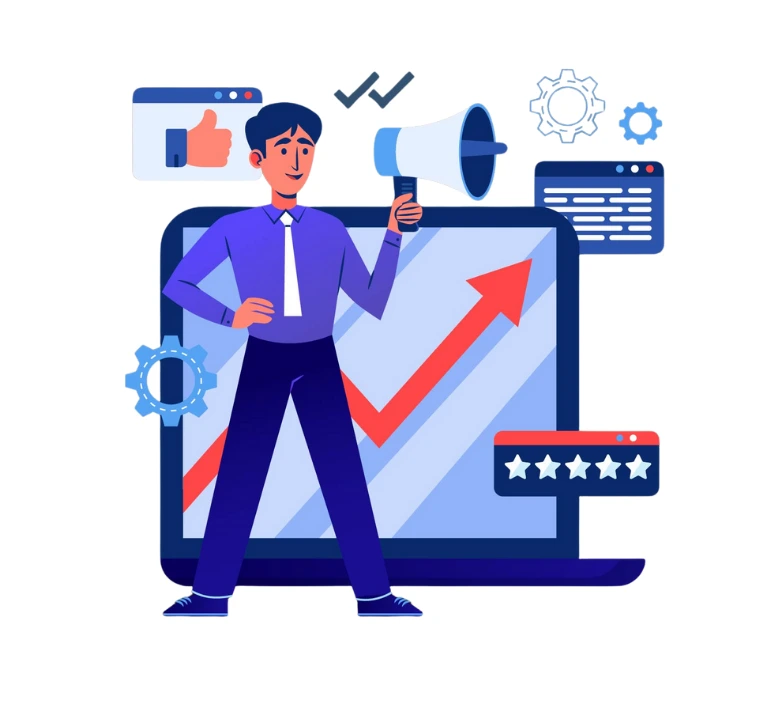 Graphic showing transparent SEO performance reporting provided by Mazin Digital on the SEO page
