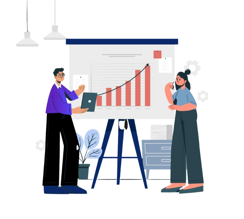 Visual illustrating reporting and growth scaling strategies in digital marketing services on Mazin Digital’s Digital Marketing page